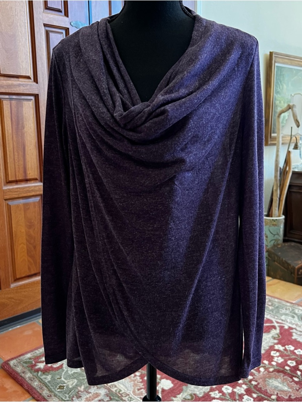 ASM Fashions J Made In Canada Purple Drape Front Blouse Top  Size S